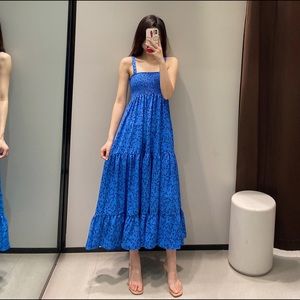 Smocked Zara printed dress - bluish (ref 3540/750)